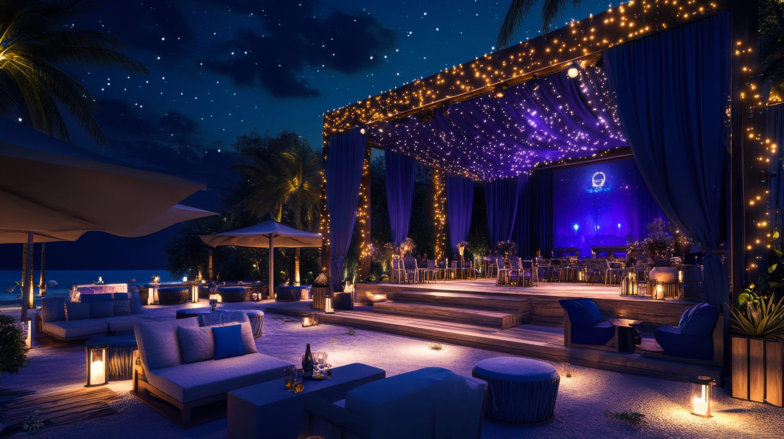 beach event under stars